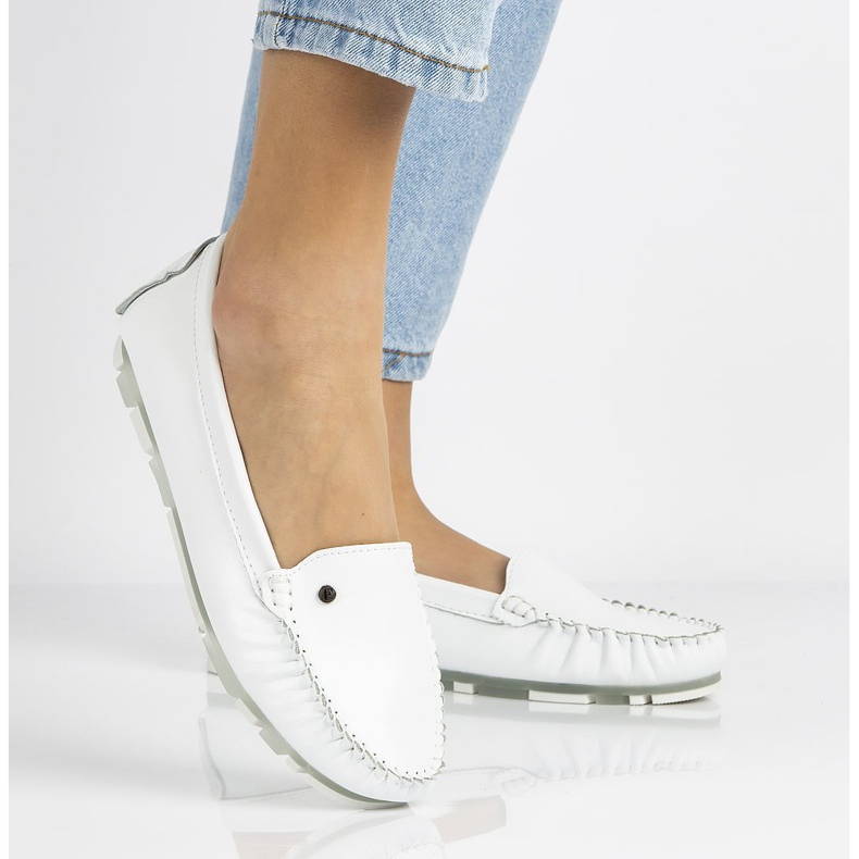 Läder Loafers för kvinnor Filippo DP2037 Vit 6