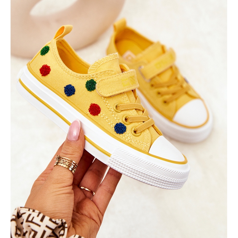 Sneakers för barn med kardborre Big Star JJ374056 Gul 1