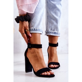 Svarta Jacqueline Mocka sandaler med hög klack 2