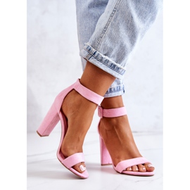 FB2 Mocka Sandaler På Klack Rosa Jacqueline 1