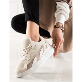 Ideal Shoes Klassiska sneakers beige 1