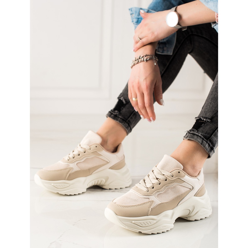 Marquiz Beige sneakers på plattformen 1