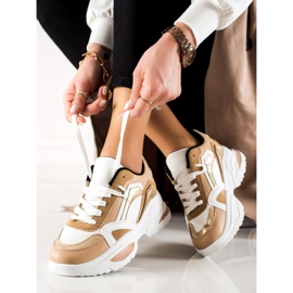 TRENDI Eco Leather Sneakers beige vit brun 1