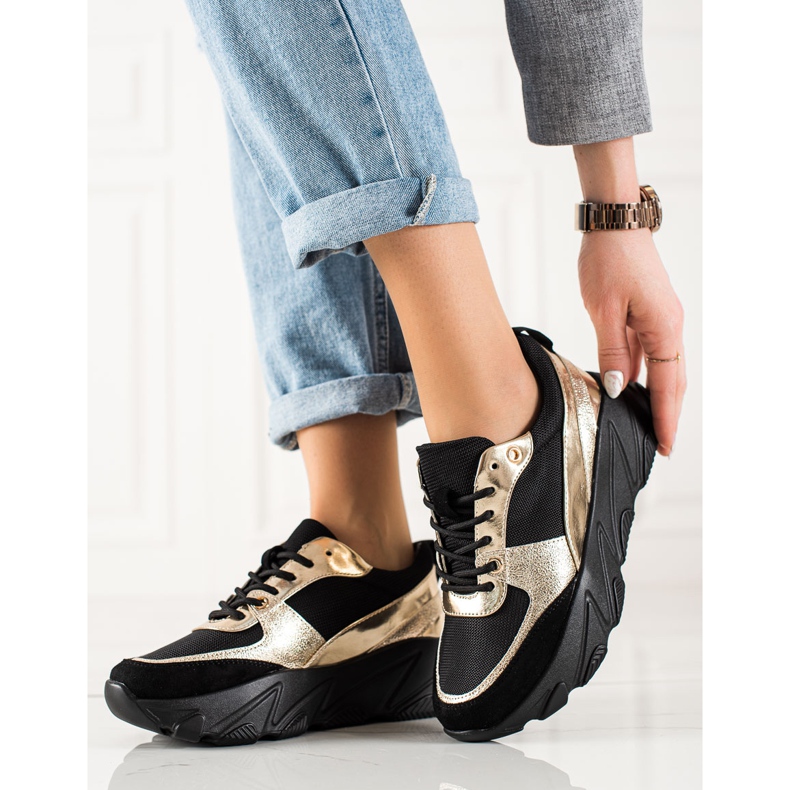 W. Potocki Potocki sneakers i svart och guld gyllene 1