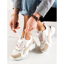 TRENDI Mode sneakers beige vit 1