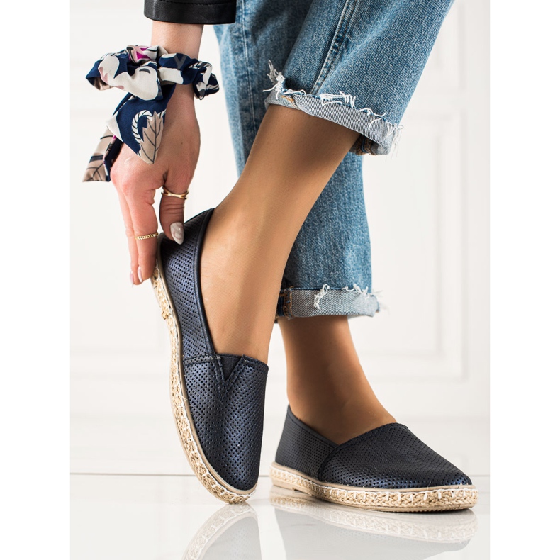 TRENDI Bekväm Espdryle med ekologiskt läder marinblå 1