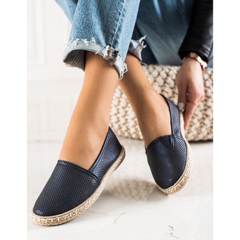 TRENDI Bekväm Espdryle med ekologiskt läder marinblå 2