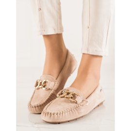 Goodin Klassiska mockasiner med prydnad beige 2