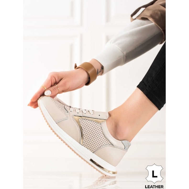 Goodin Casual läder sneakers beige 1