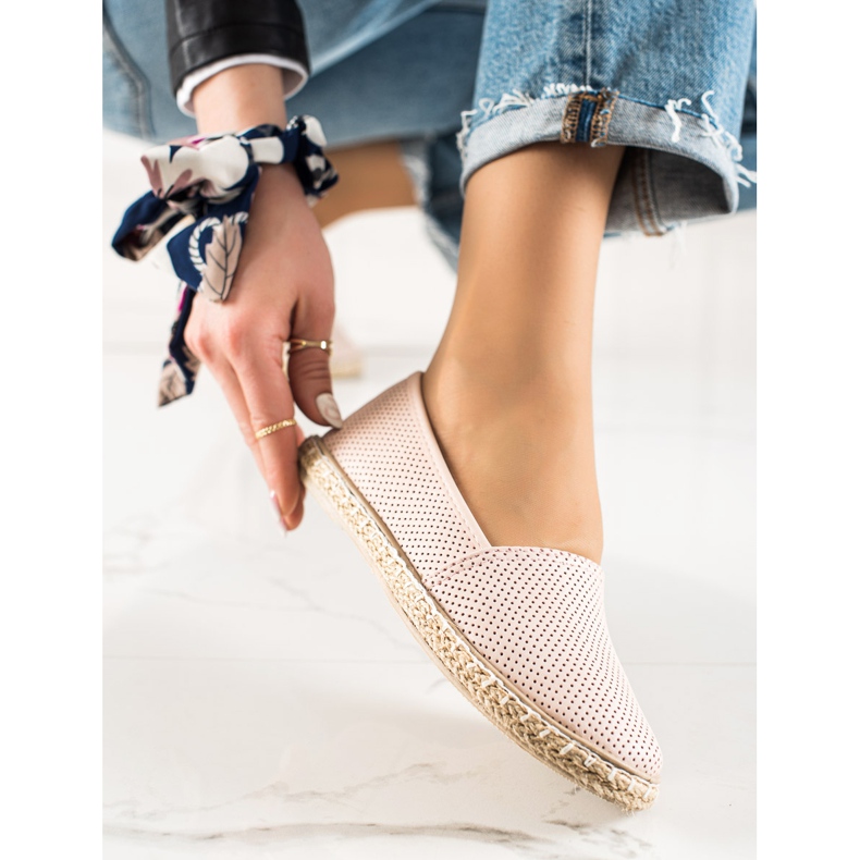 TRENDI Bekväma Eco-Leather Espadrilles rosa 1