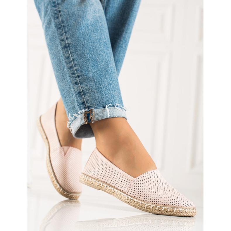 TRENDI Bekväma Eco-Leather Espadrilles rosa 2