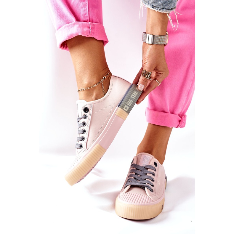 Damskor i läder Big Star II274133 Rosa 2