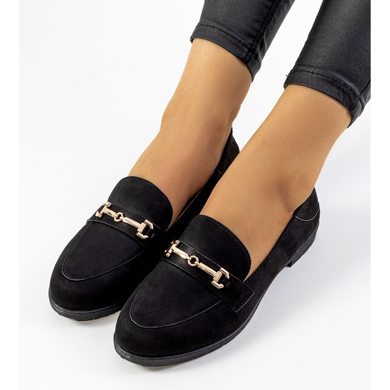 Svarta Aniria loafers med platt klack 2