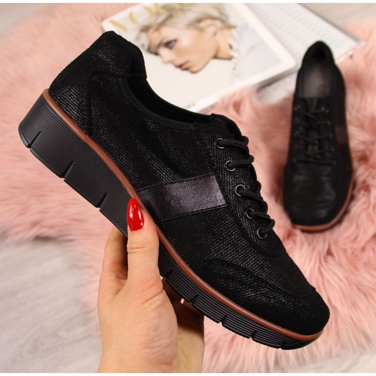 Läderskor på kilen Filippo W PAW68A svart 1