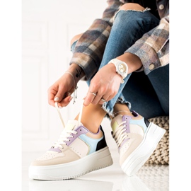 TRENDI Färgglada fashionabla sneakers beige mångfärgad 1