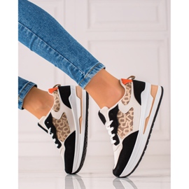 TRENDI Snygga sneakers på plattformen beige brun svart 2