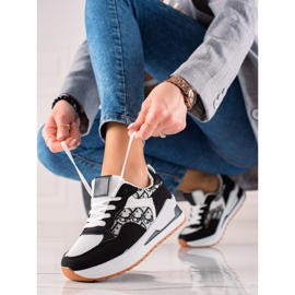 TRENDI Knytna Sneakers På Plattformen vit svart 1