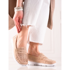 Goodin Loafers med genombrutet mönster beige 1