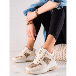TRENDI Mode Sneakers På Kil beige brun 2