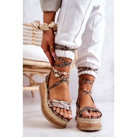 FB2 Läder Wedge Espadrilles Sandaler Beige-Brown Shanna brun 2