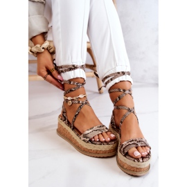 FB2 Läder Wedge Espadrilles Sandaler Beige-Brown Shanna brun 1