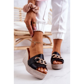 Lewski Shoes Läder wedge tofflor Lewski 3062 Svart 2