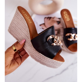 Lewski Shoes Läder wedge tofflor Lewski 3062 Svart 1