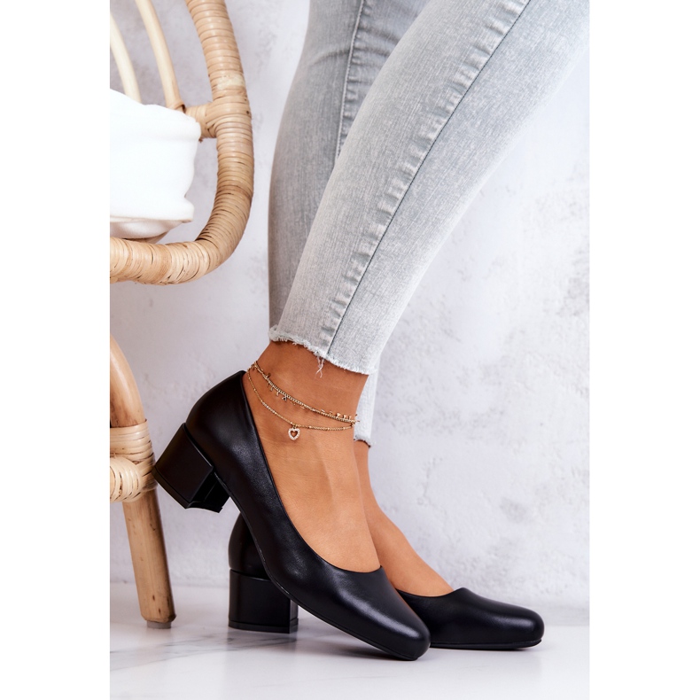 Läderpumpar på en pelare Sergio Leone PB291 Svart 1