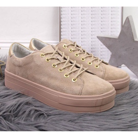 Sneakers på Filippo W PAW315 plattformsbeige 2