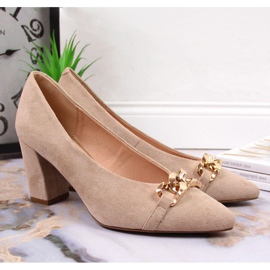 Pumps på stolpen mocka Vinceza W JAN80B beige 2