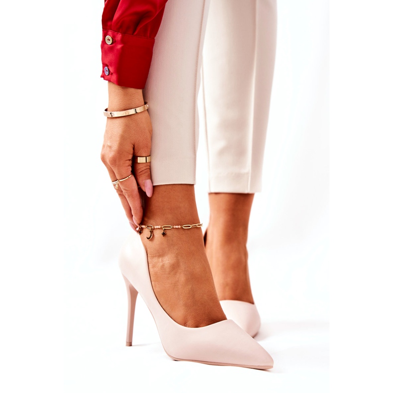 WS1 Läder Stiletter I Spitz Beige Hanne 2