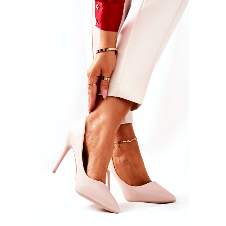 WS1 Läder Stiletter I Spitz Beige Hanne 3