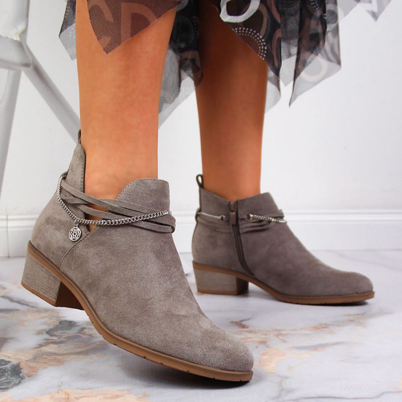 Grå stövlar med kedja Filippo W PAW318B 2