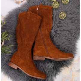 Spring stövlar genombrutna S. Barski W OLI139B kamel brun 2