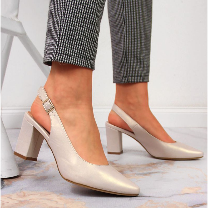 Pumps på stolpen Sergio Leone W SK363 pearl beige 2