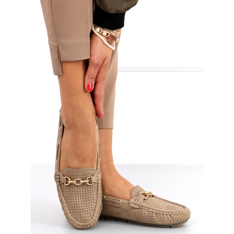 Nisa Khaki loafers för dam beige 1