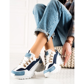 TRENDI Snygga färgglada sneakers vit blå 1