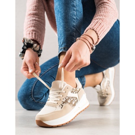 TRENDI Knytna Sneakers På Plattformen beige 1