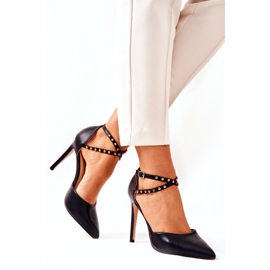 WS1 Stiletter med ränder Svarta jets Remmes 2