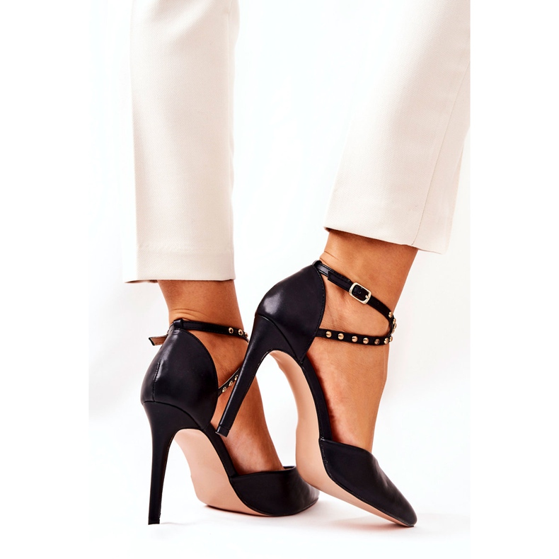 WS1 Stiletter med ränder Svarta jets Remmes 5