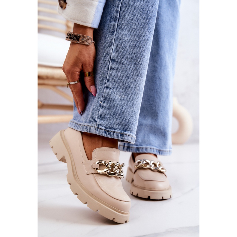 FB1 Läder Loafers Chain Beige Amicable 1