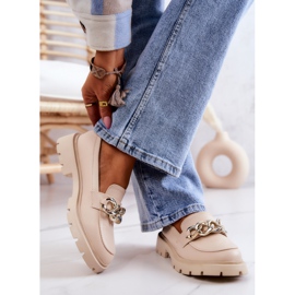 FB1 Läder Loafers Chain Beige Amicable 2