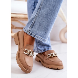 FB1 Läder Loafers Chain Mörkbeige Amicable 2