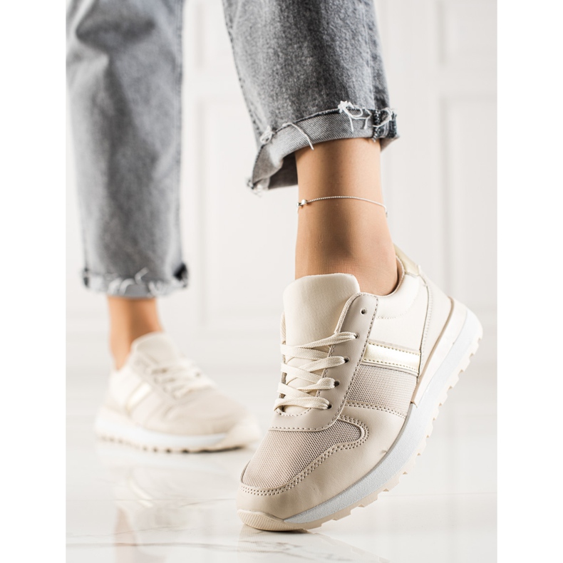 TRENDI Snygga sneakers med mesh beige 2