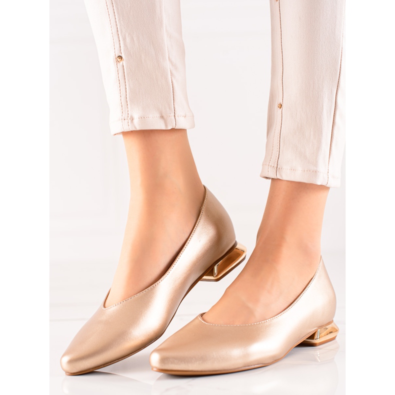 W. Potocki Pumps med dekorativ Potocki-klack gyllene 1