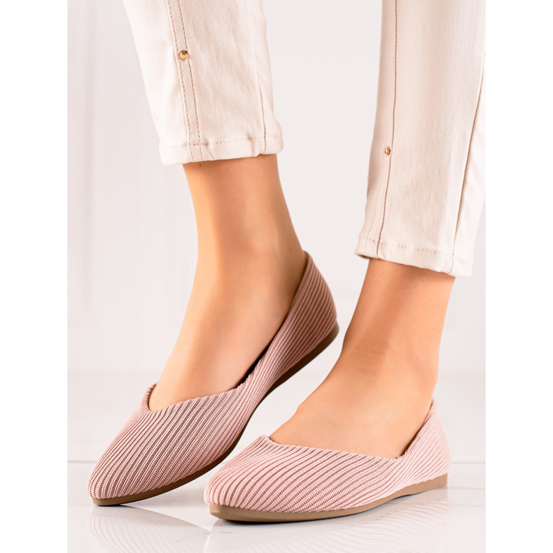 VINCEZA randiga ballerinor rosa 1