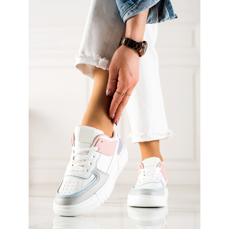 TRENDI Sneakers på plattformen vit mångfärgad 1