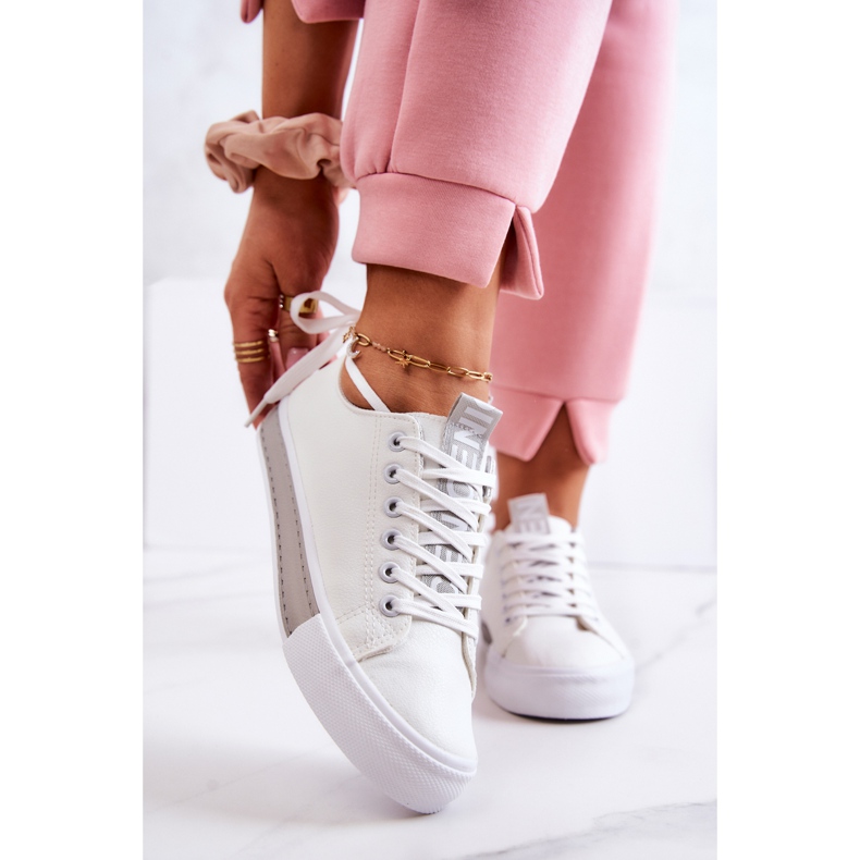 PS1 Sneakers i läder för kvinnor Vit-Grå Mikayla 2