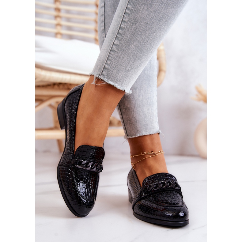 Vinceza Lackade skor med serpentinmönster Svart Yasmin 2