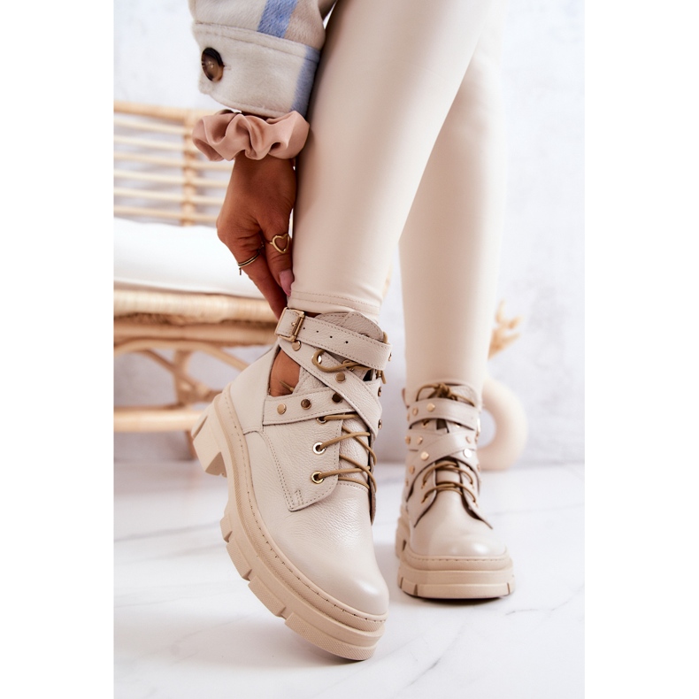 FILIPCZYK Läder damstövlar med urskärningar Ljus beige Everly 2